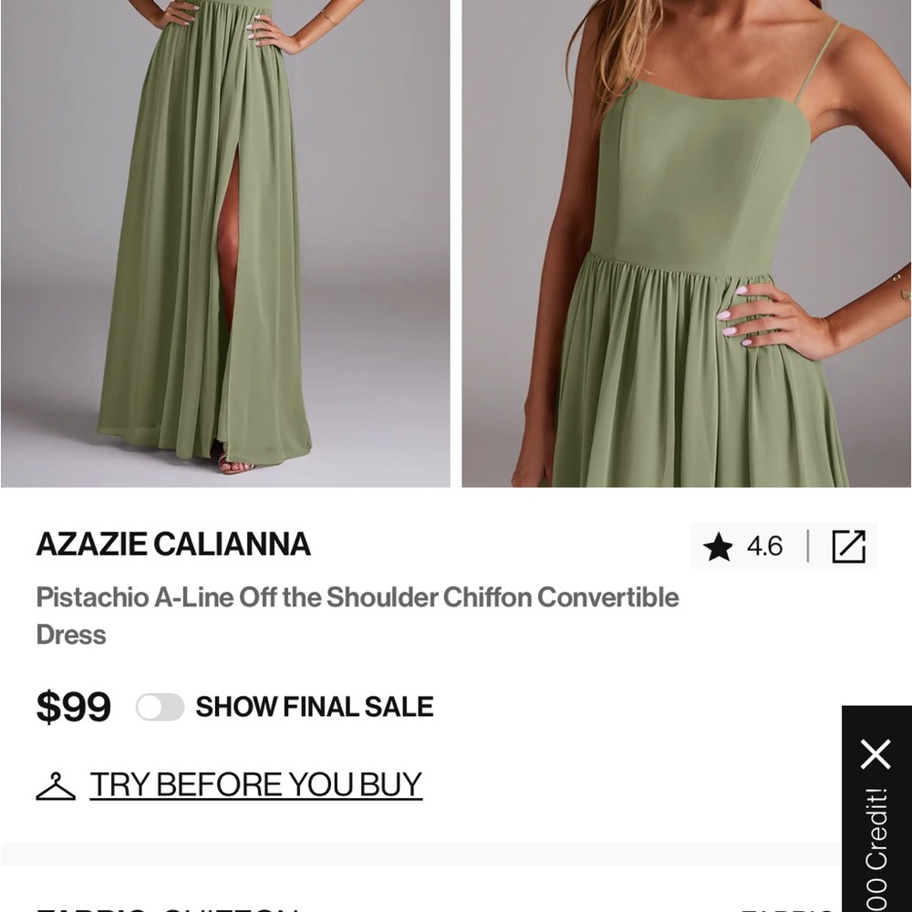 Azazie Calianna Pistachio convertible strap bridesmaid dress HEMMED